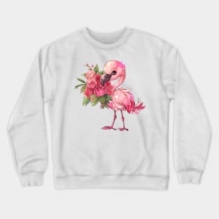 Valentine Flamingo Giving Flowers Crewneck Sweatshirt